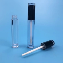 Clear plastic round makeup private label lip gloss container, 